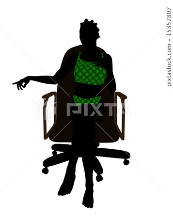 African American Teen Swimsuit Sitting In An Office Chair Silhouette African American Teen Swimsuit Sitting In An Office Chair Silhouette 15357807