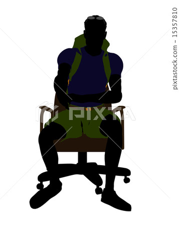 Male Hiker Sittng On An Office Chair Silhouette Male Hiker Sittng On An Office Chair Silhouette 15357810