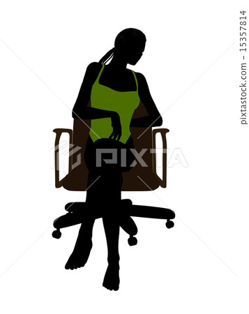 African American Female In A Swimsuit Sitting On An Office Chair Silhouette 15357814