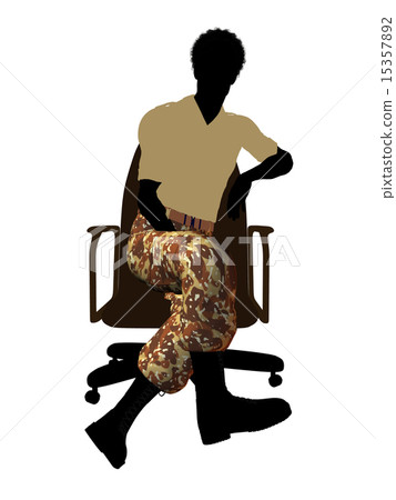 African American Soldier Sitting In An Office Chair Illustration Silhouette African American Soldier Sitting In An Office Chair Illustration Silhouette 15357892