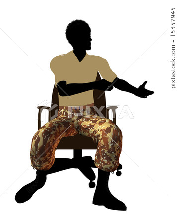 African American Soldier Sitting In An Office Chair Illustration Silhouette African American Soldier Sitting In An Office Chair Illustration Silhouette 15357945