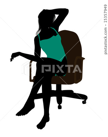 Female In A Swimsuit Sitting On An Office Chair Silhouette 15357949