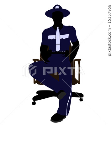 Male Police Officer Sitting In A Chair Illustration Silhouette Male Police Officer Sitting In A Chair Illustration Silhouette 15357958