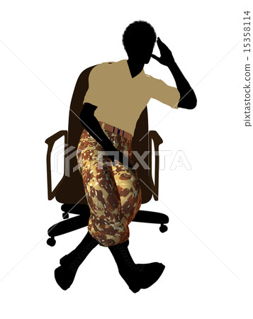 African American Soldier Sitting In An Office Chair Illustration Silhouette African American Soldier Sitting In An Office Chair Illustration Silhouette 15358114