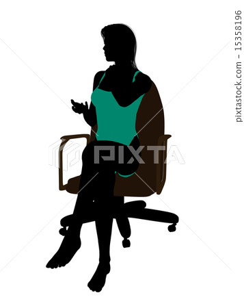 Female In A Swimsuit Sitting On An Office Chair Silhouette 15358196