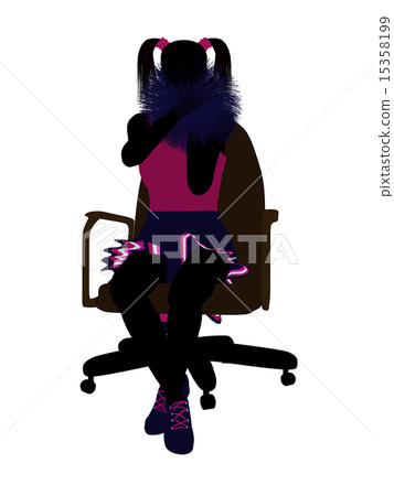 Cheerleader Sitting On An Office Chair Silhouette 15358199