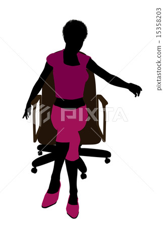 African American Casual Woman Sitting On An Office Chair Silhouette African American Casual Woman Sitting On An Office Chair Silhouette 15358203