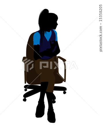 Woman Sitting On An Office Chair Silhouette 15358205