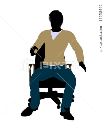 Casual Dressed Male Sitting In A Chair Illustration Silhouette 15358462