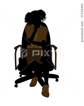 Girl Scout Sitting On A Chair Illustration Silhouette 15358465