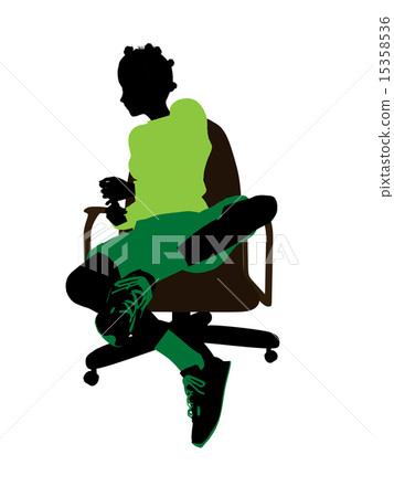 African American Skateboarder Sitting On A Chair Silhouette 15358536