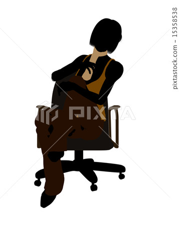 Business Woman Sitting In A Chair Silhouette 15358538