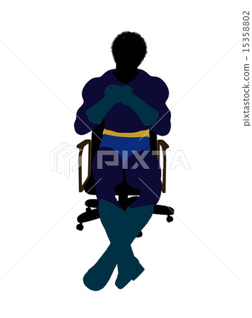 African American Male Super Hero Sitting On A Chair Illustration Silhouette 15358802