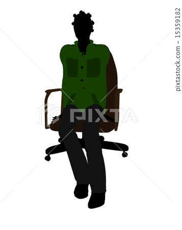 African American Woman Sitting On An Office Chair Silhouette African American Woman Sitting On An Office Chair Silhouette 15359182