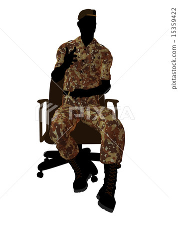 Male Soldier Sitting In A Chair Illustration Silhouette Male Soldier Sitting In A Chair Illustration Silhouette 15359422