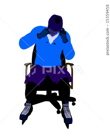 Male Hockey Player Sitting On A Chair Illustration Silhouette Male Hockey Player Sitting On A Chair Illustration Silhouette 15359458