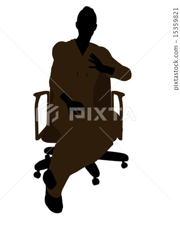 Female Mechanic sitting in an office chair Silhouette 15359821