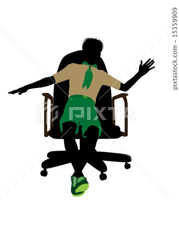 Boyscout Sitting On A Chair Illustration Silhouette 15359909