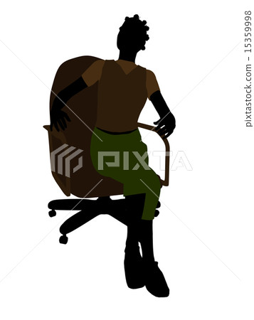 African American Woman Sitting On An Office Chair Illustration Silhouette African American Woman Sitting On An Office Chair Illustration Silhouette 15359998