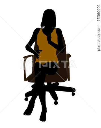 Woman In Undewear Sitting In An Office Chair Silhouette 15360001