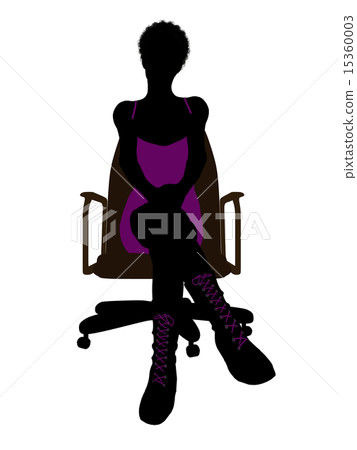 African American Punk Girl Sitting On An Office Chair Silhouette 15360003