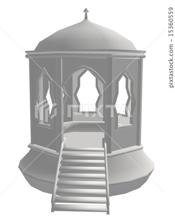 White pavilion with a bridge 15360559