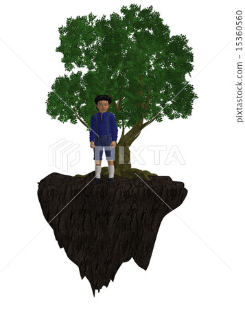 Boy Standing Next To A Tree 15360560