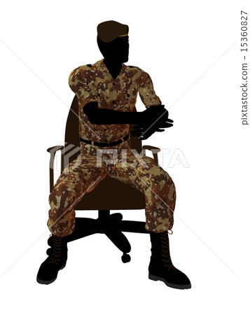 Male Soldier Sitting In A Chair Illustration Silhouette Male Soldier Sitting In A Chair Illustration Silhouette 15360827