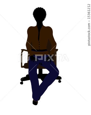 African American Female Executive Sitting On An Office Chair Silhouette 15361212