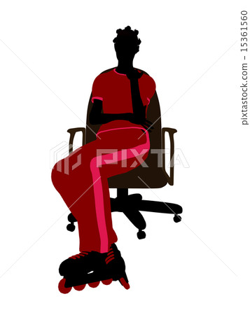 African American Female Roller Skater Sitting On An Office Chair Silhouette African American Female Roller Skater Sitting On An Office Chair Silhouette 15361560