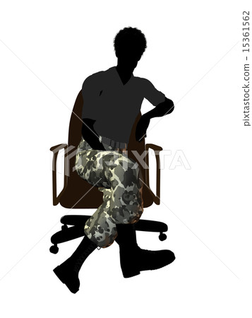 African American Soldier Sitting On An Office Chair Illustration Silhouette African American Soldier Sitting On An Office Chair Illustration Silhouette 15361562