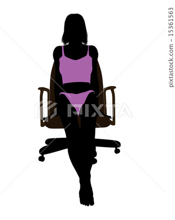 Woman In Undewear Sitting In An Office Chair Silhouette Woman In Undewear Sitting In An Office Chair Silhouette 15361563