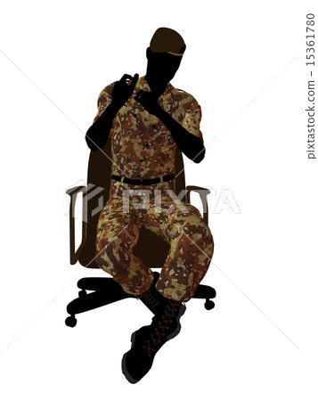 Male Soldier Sitting In A Chair Illustration Silhouette Male Soldier Sitting In A Chair Illustration Silhouette 15361780
