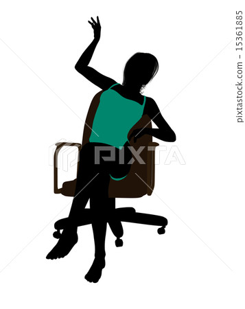 Female In A Swimsuit Sitting On An Office Chair Silhouette 15361885