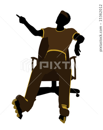 African American Roller Skater Sitting On An Office Chair Silhouette 15362012