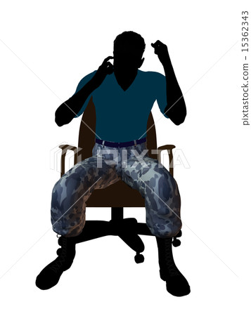 Male Soldier Sitting On An Office Chair Illustration Silhouette Male Soldier Sitting On An Office Chair Illustration Silhouette 15362343