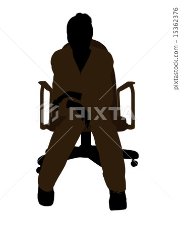 Female Mechanic sitting in an office chair Silhouette Female Mechanic sitting in an office chair Silhouette 15362376