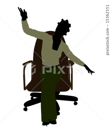 African American Executive Sitting On An Office Chair Silhouette 15362551