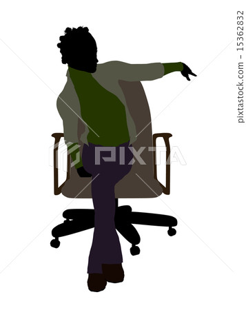 African American Female Executive Sitting On An Office Chair Silhouette 15362832