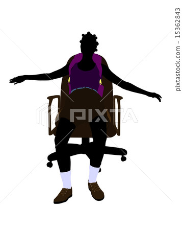 African American Hiker Sitting On An Office Chair Silhouette 15362843
