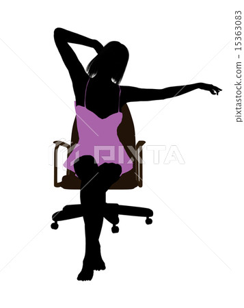 Woman In A Nightgown Sitting In An Office Chair Silhouette 15363083
