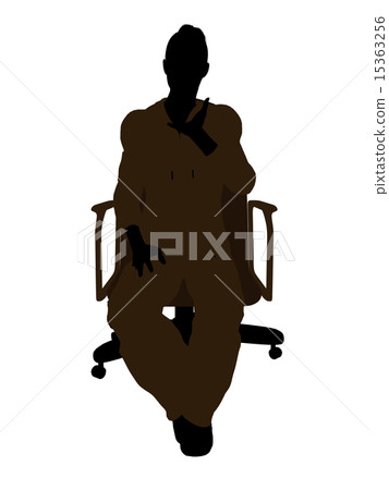 Female Mechanic sitting in an office chair Silhouette Female Mechanic sitting in an office chair Silhouette 15363256
