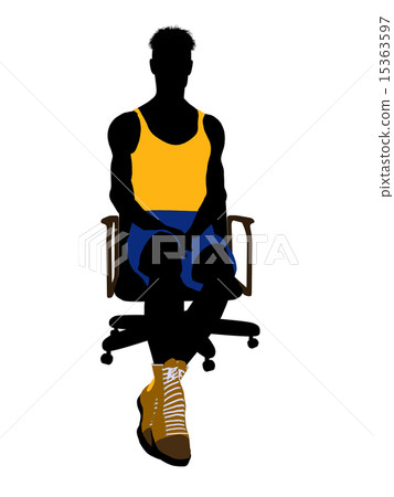 Male Basketball Player Sitting On A Chair Silhouette 15363597