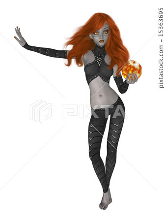 Goth Girl Holding One Crystall Ball Goth Girl Holding One Crystall Ball 15363695