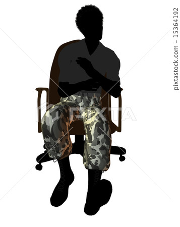African American Soldier Sitting On An Office Chair Illustration Silhouette African American Soldier Sitting On An Office Chair Illustration Silhouette 15364192