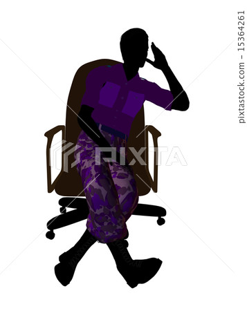 Male Soldier Sitting On An Office Chair Illustration Silhouette Male Soldier Sitting On An Office Chair Illustration Silhouette 15364261