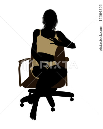 Woman In Undewear Sitting In An Office Chair Silhouette Woman In Undewear Sitting In An Office Chair Silhouette 15364893