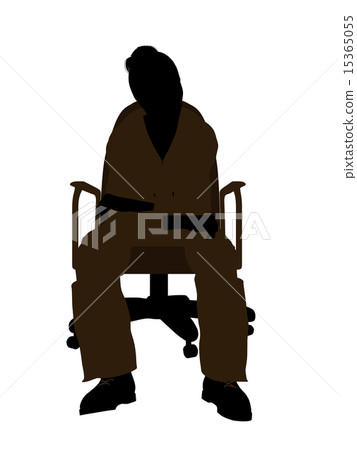 Female Mechanic sitting in an office chair Silhouette 15365055