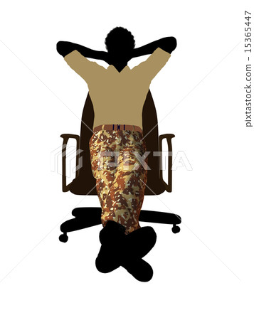 African American Soldier Sitting In An Office Chair Illustration Silhouette 15365447
