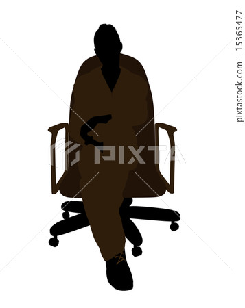 Female Mechanic sitting in an office chair Silhouette 15365477